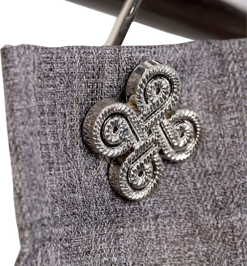 Popkozzi Nickel Shower Curtain Hooks Rings: Silver Rust Proof Metal Shower Hooks for Bathroom - Flower Clover Designed Decorative Curtain Rings Hangers for Shower Rod - Set of 12 - Image 3